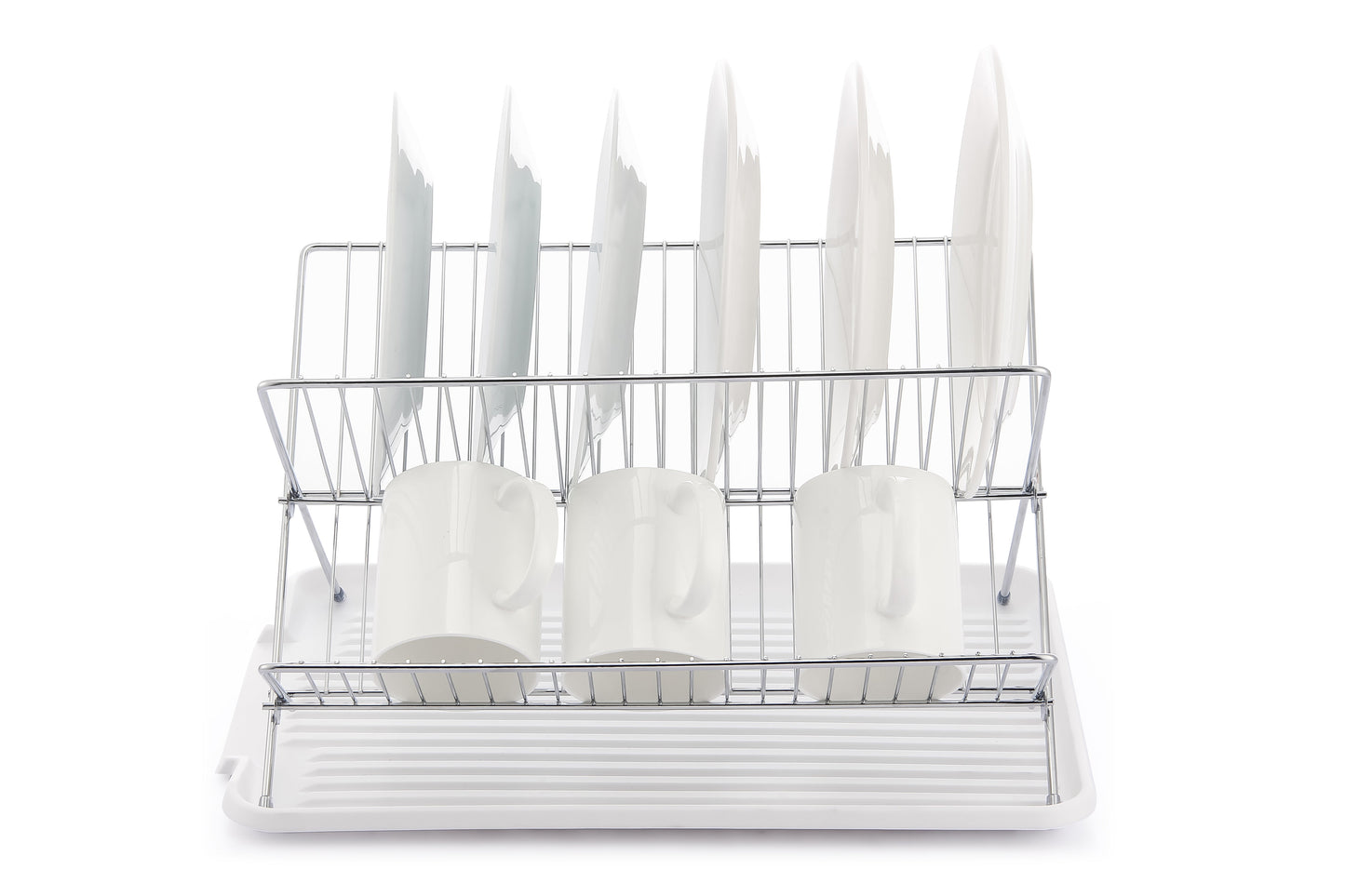Escorredor de pratos de aço inoxidável em formato de X de 17 polegadas com 2 níveis para balcão de cozinha