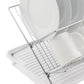 Escorredor de pratos de aço inoxidável em formato de X de 17 polegadas com 2 níveis para balcão de cozinha