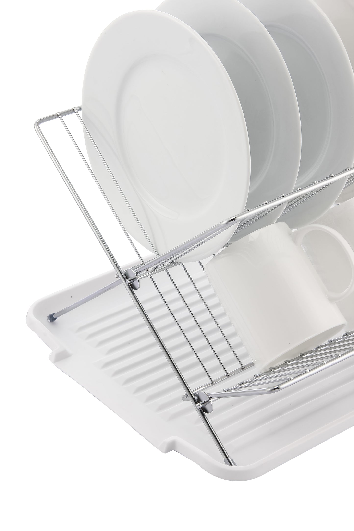 Escorredor de pratos de aço inoxidável em formato de X de 17 polegadas com 2 níveis para balcão de cozinha