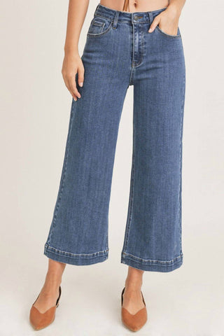 Risen - Calça Jeans de Cintura Alta e Perna Larga