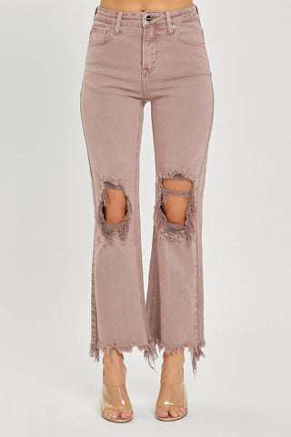 Risen - High Rise Knee Distressed Straight Jean