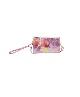 Jen &amp; Co. - Bolsa tiracolo feminina em couro de crocodilo com tie-dye