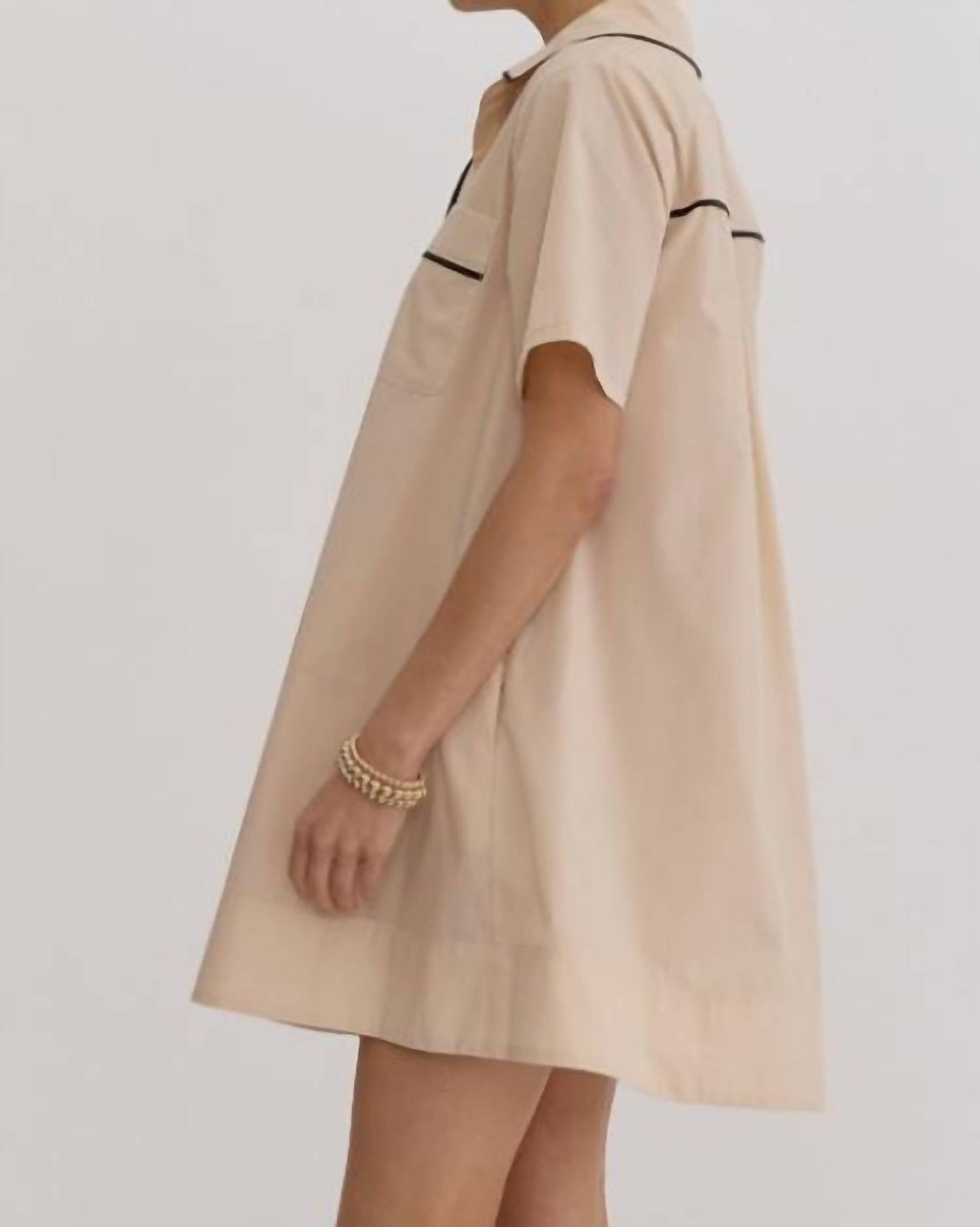Entro - Neutral Collar Shirt Dress