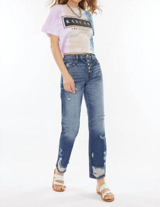 Kancan - Calça Jeans Crop Reta Relaxada de Cintura Alta