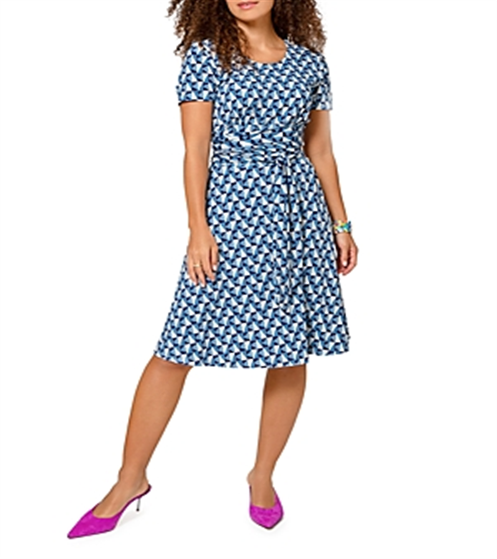 Vestido Brittany Leota Feminino em Sunrise Geo Sea of ​​Belize Marshmallow Azul Tamanho P