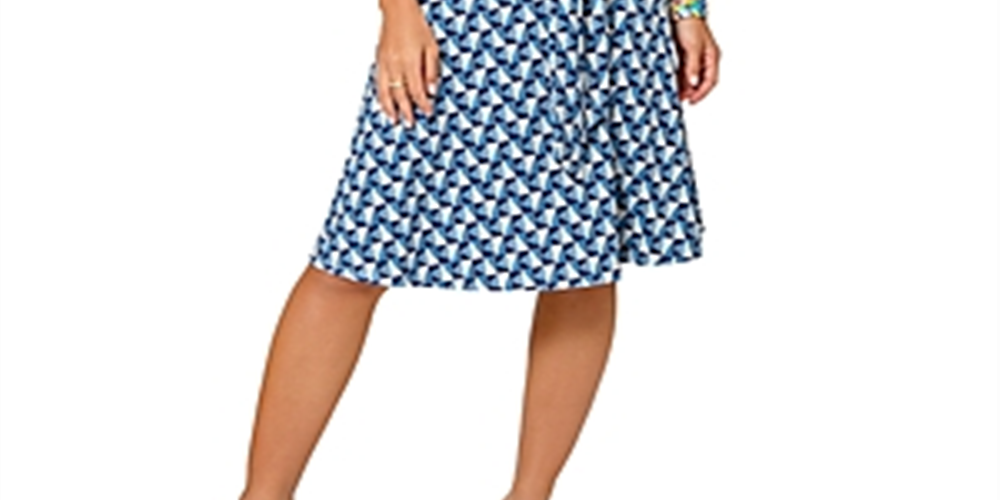 Vestido Brittany Leota Feminino em Sunrise Geo Sea of ​​Belize Marshmallow Azul Tamanho P