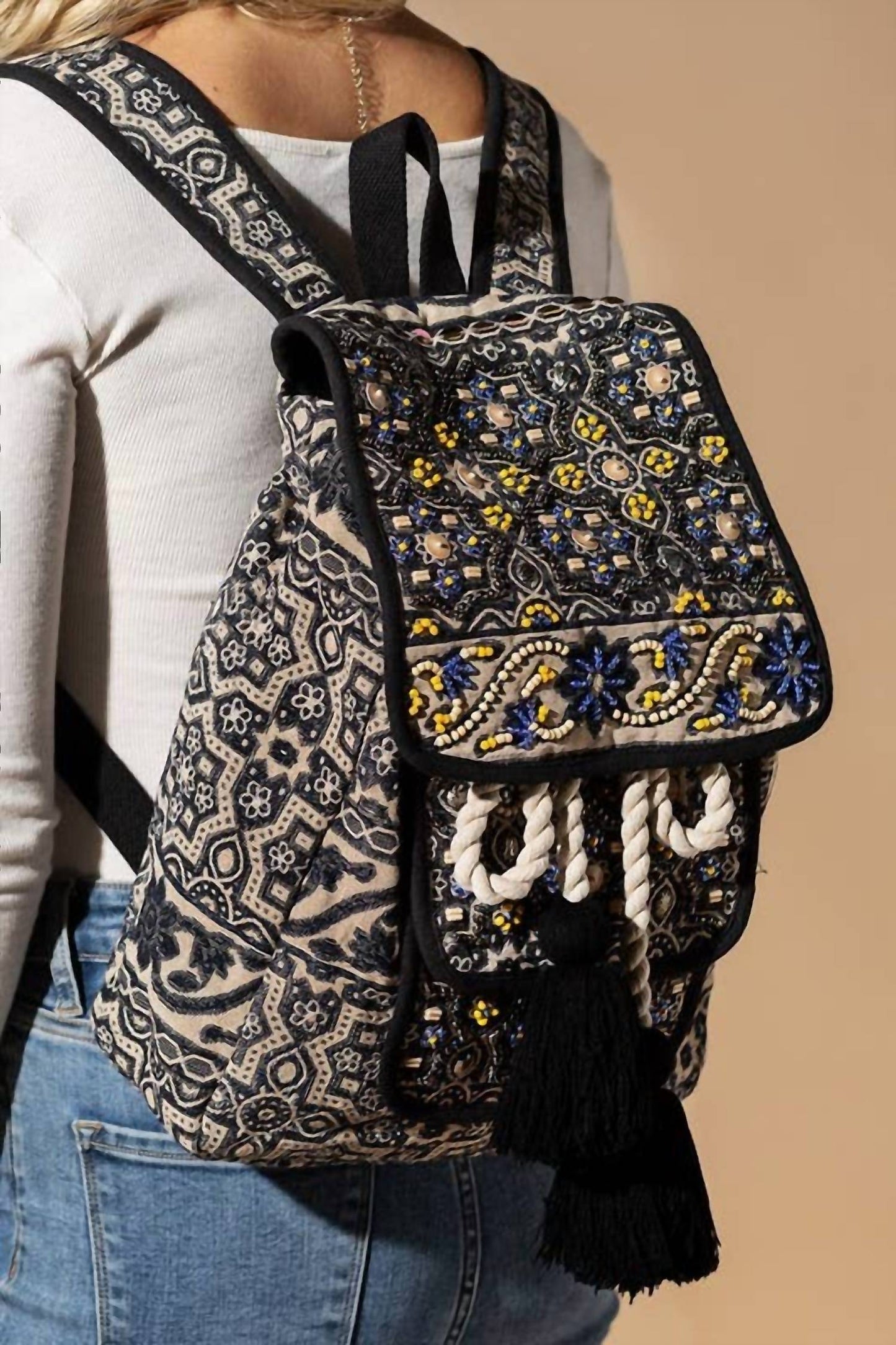 Urbanista - Women's Hand-Beaded Front Pocket Backpack