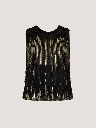 Apricot - Sequin Stripe Fringe Top