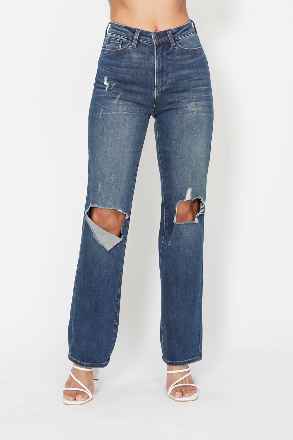 Judy Blue - High Waist Knee Ripped Denim Jeans
