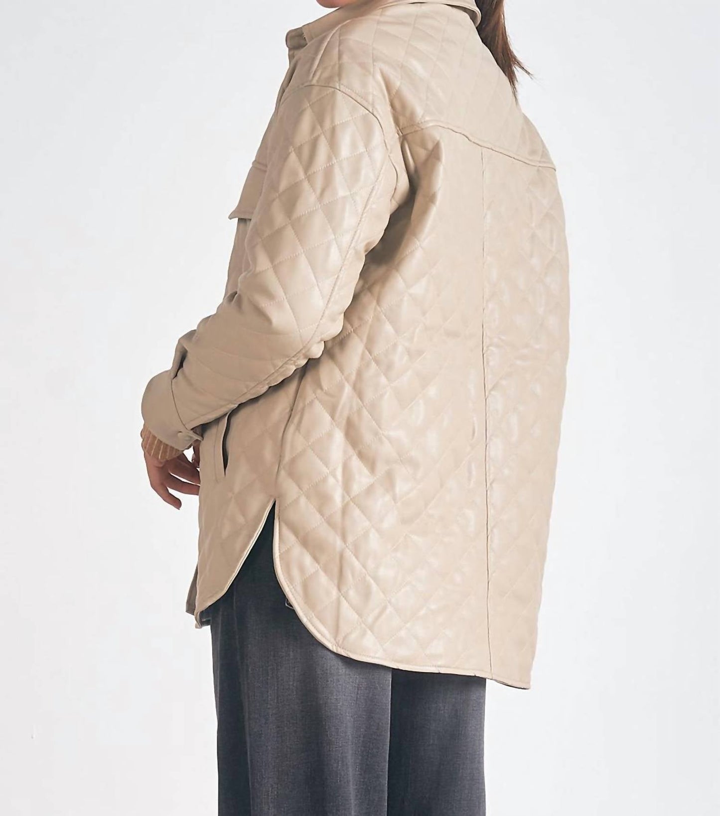 Elan - Faux Leather Quilted Jacket