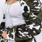 American Bazi - Edgy camo cropped jacket with chains