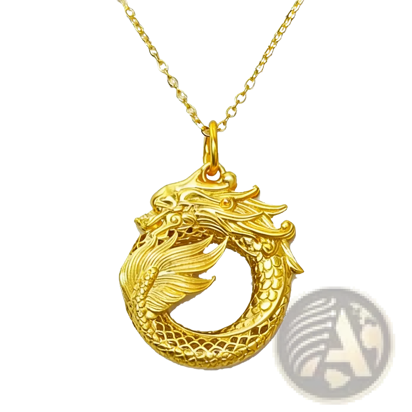 24k Gold Ouroboros Dragon Infinity Pendant Necklace