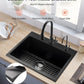25 Inch Granite Kitchen Sink Single Bowl Drop-in Basin