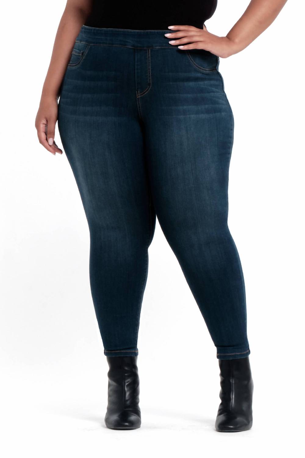 1822 Denim - High-rise Pull-on Skinny Ankle Jeans - Plus