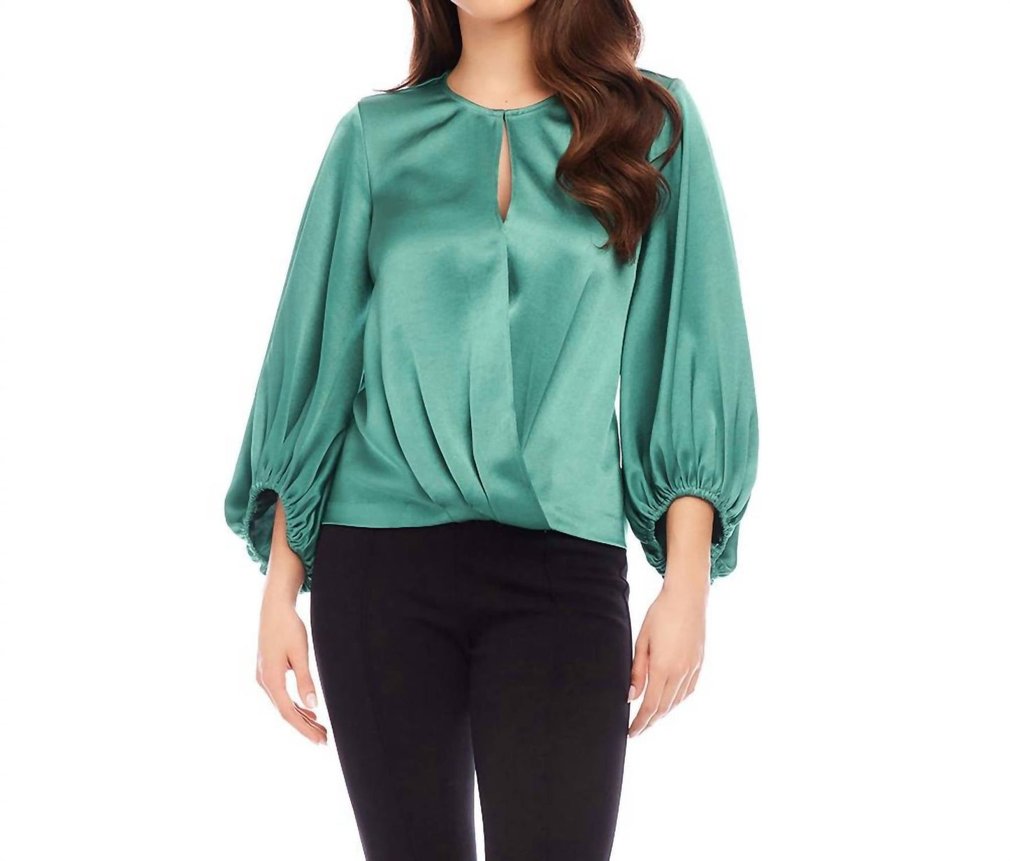 Karen Kane - Keyhole Crossover Satin Top
