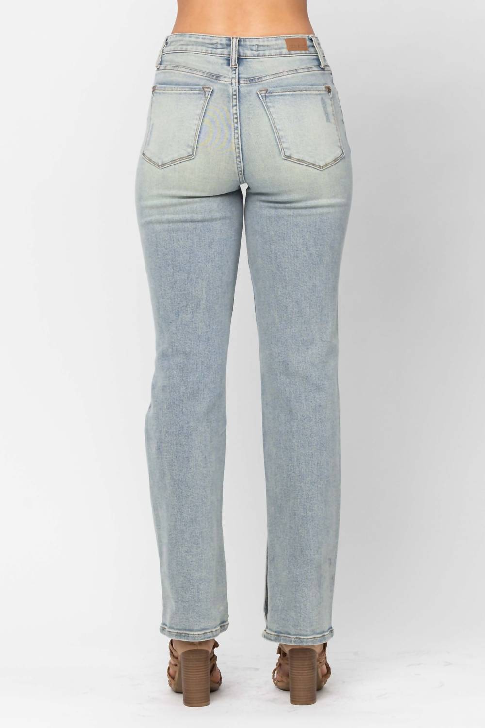 Judy Blue - High Waist Destroyed & Inseam Slit Straight Denim Jeans