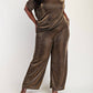 The Curve La - Plus Size Glitter Knit Short Sleeve Top And Wide Leg Pants Set