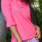Ana Clare - Solid Flounce Sleeve Polo Top
