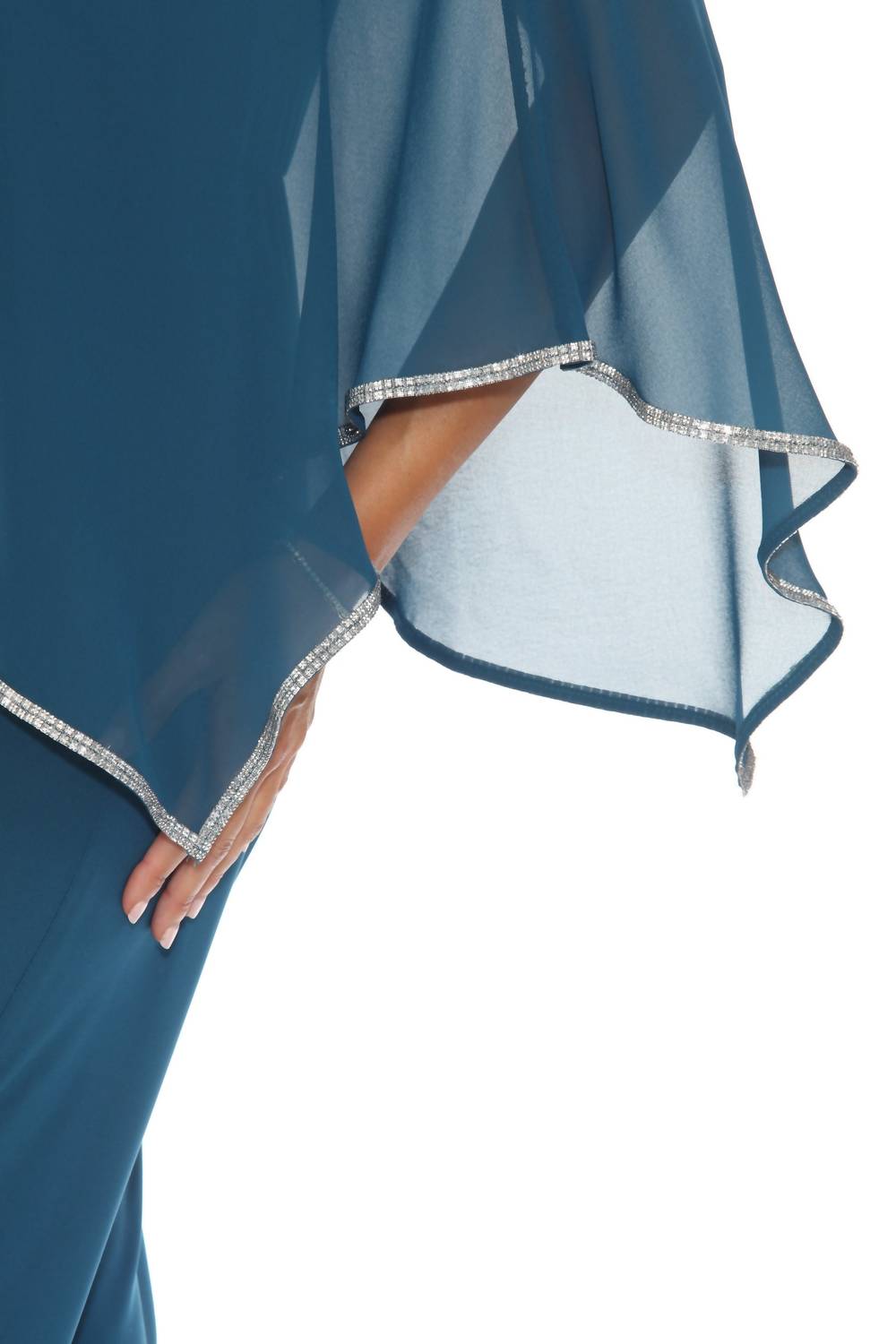 Joseph Ribkoff - Embellished Off-shoulder Chiffon Overlay Jumpsuit