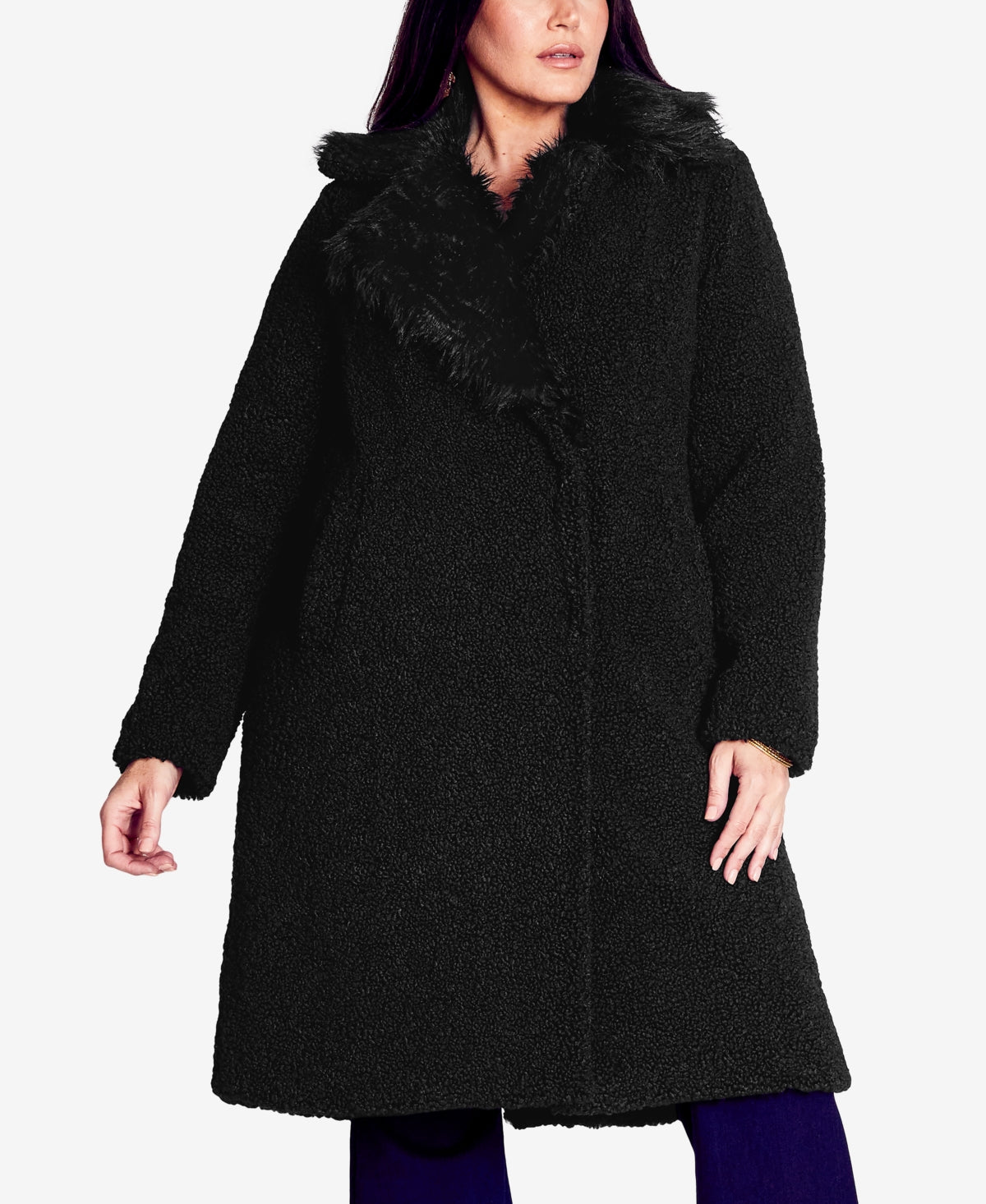Avenue Plus Size Teddy Faux Fur Jacket