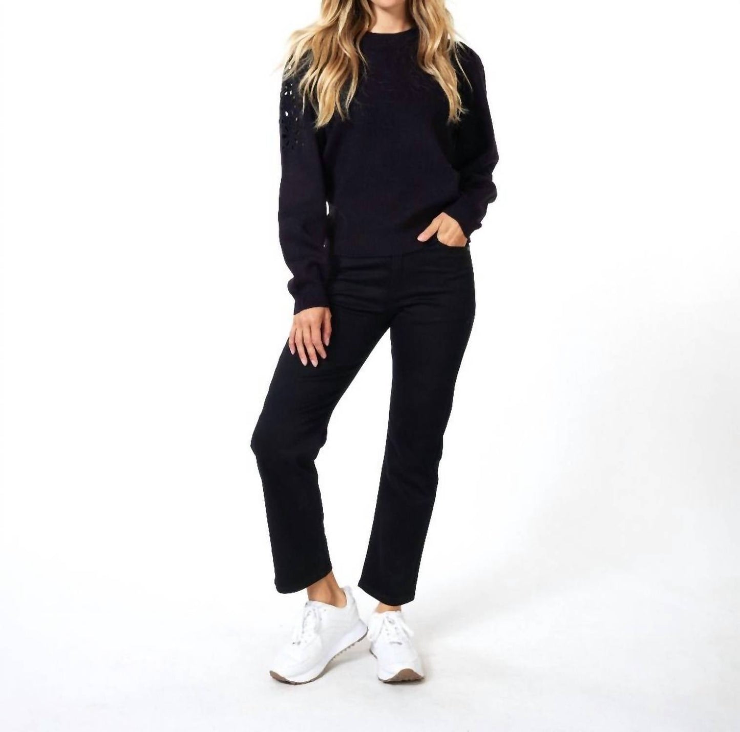Esqualo - Eyelet Puff-sleeve Sweater