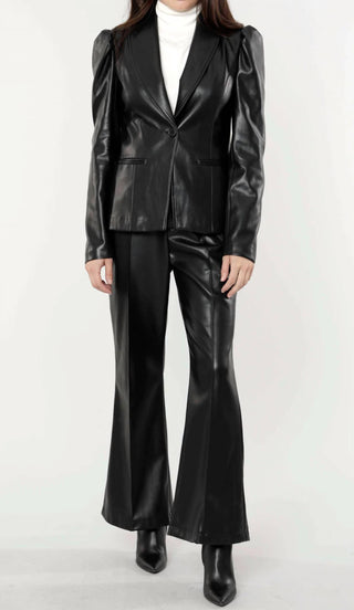 Dolce Cabo - Blazer de couro vegano com ombros bufantes