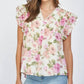 Fate - Tuck Detail Floral Flutter Top