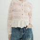 Aaron & Amber - Lace Bottom Pointelle Knit Cardigan