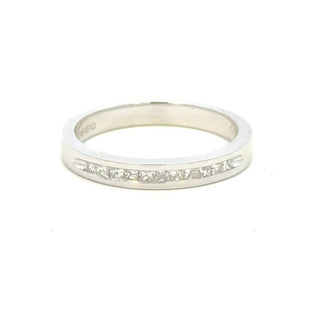 Aamiaa - Diamante natural de 0,10 quilates, corte princesa, anel de canal - tamanho 6,5