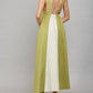 Fate - Linen Blend Colorblock A-line Halter Dress