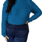 Trendsi - Ribbed Mock Neck Top With Puff Sleeves