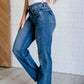 Judy Blue - Mid Rise Tummy Control Vintage Raw Hem Straight Leg Jeans
