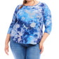 Karen Kane - Three-quarter Sleeve Burnout Shirttail Top - Plus