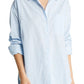 VERO MODA Stripe Oversize Cotton Shirt in Blue Bell, Size Medium