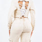 American Bazi - Cropped Lace-up Jacket With Button Front
