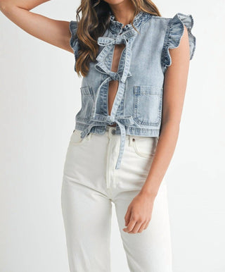 Mable - Colete jeans com detalhe de babados