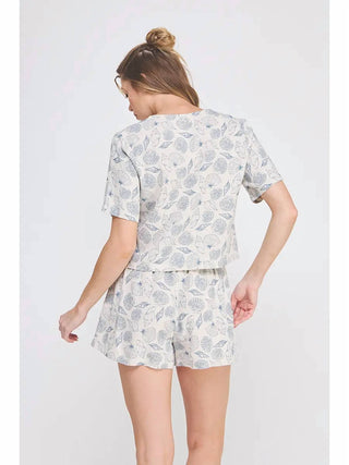 Allie Rose - Seashell Print Linen V-neck Top