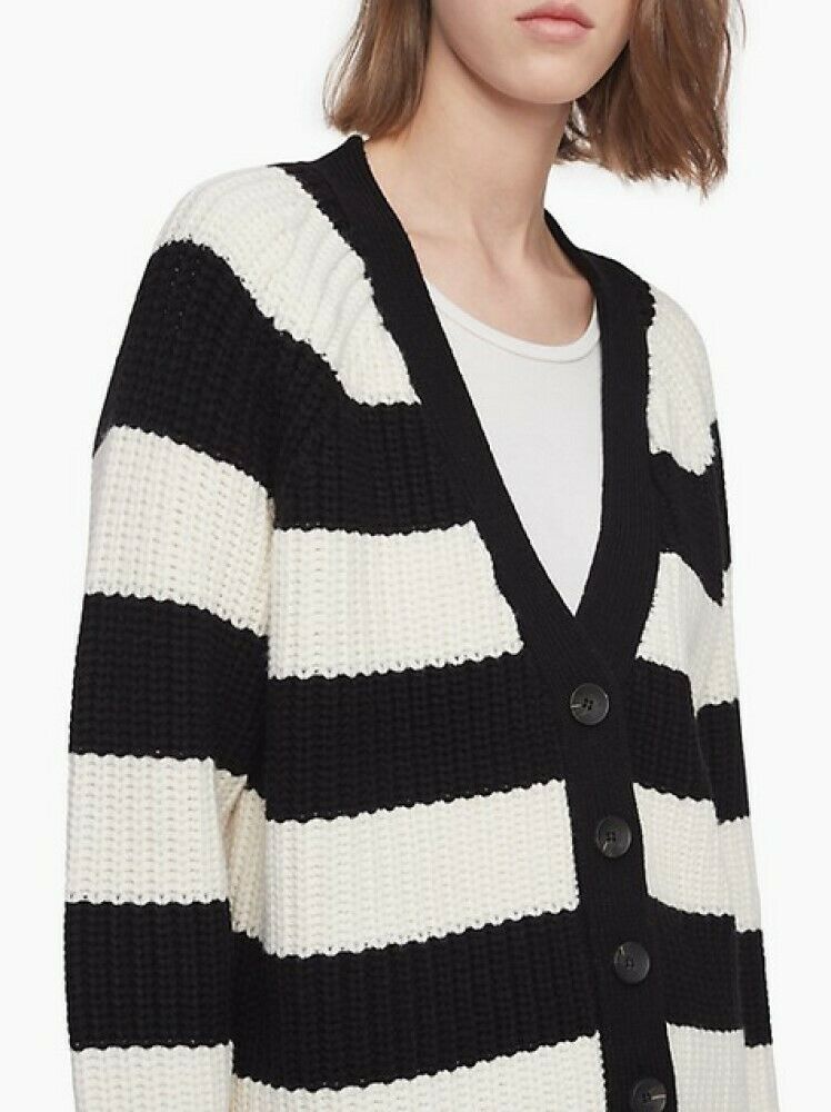 Cardigan listrado feminino Calvin Klein, branco, tamanho médio