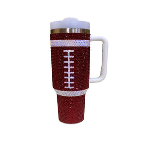 Live Love Gameday - Copo de futebol com strass de 40 oz