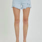 Risen - High Waist Distressed Light Denim Shorts