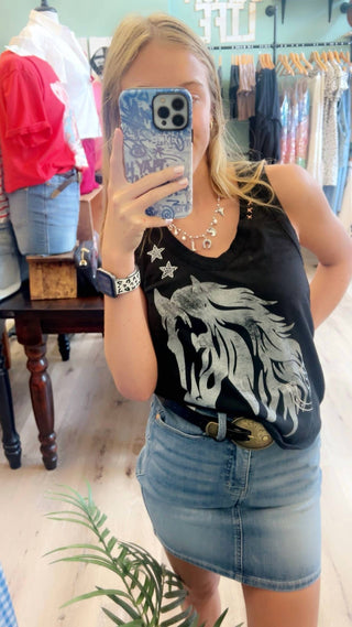 All Us - Metal Trim Western Graphic Tank Top