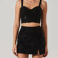 Astr - Suiren Sequin Crop Top And Mini Skirt Set