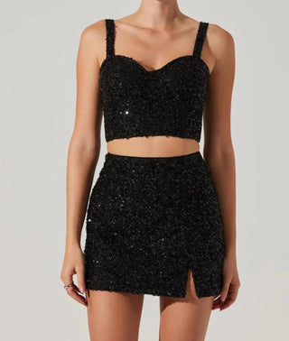 Astr - Suiren Sequin Crop Top And Mini Skirt Set