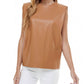 Tcec - Tammy Pleather Sleeveless Power Shoulder Top
