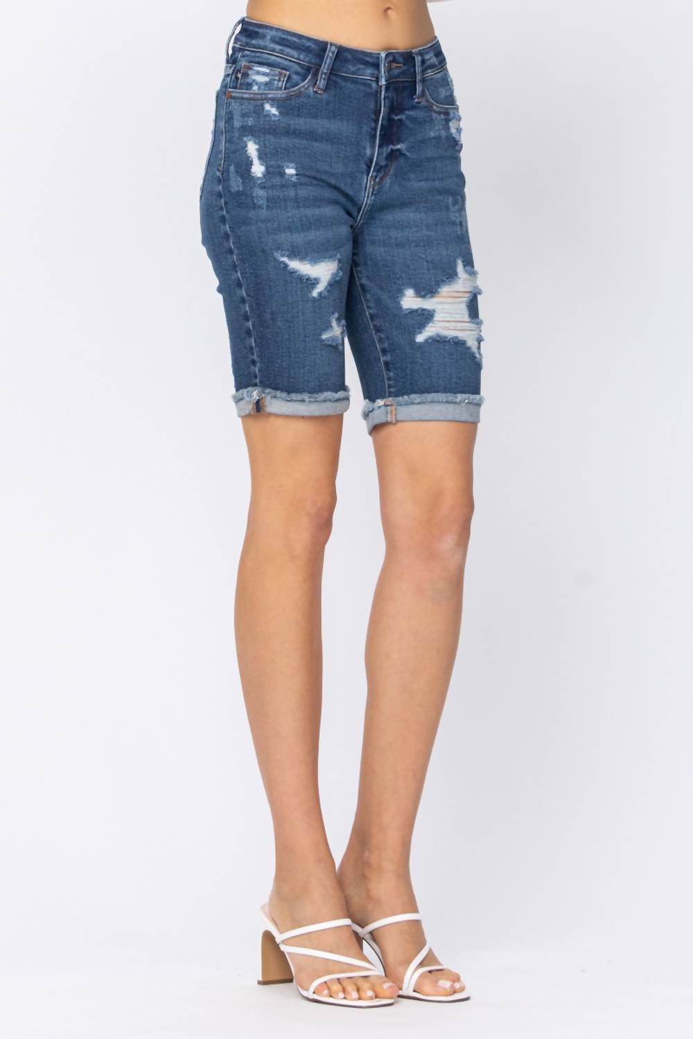 Judy Blue - High Waist Destroyed Bermuda Shorts