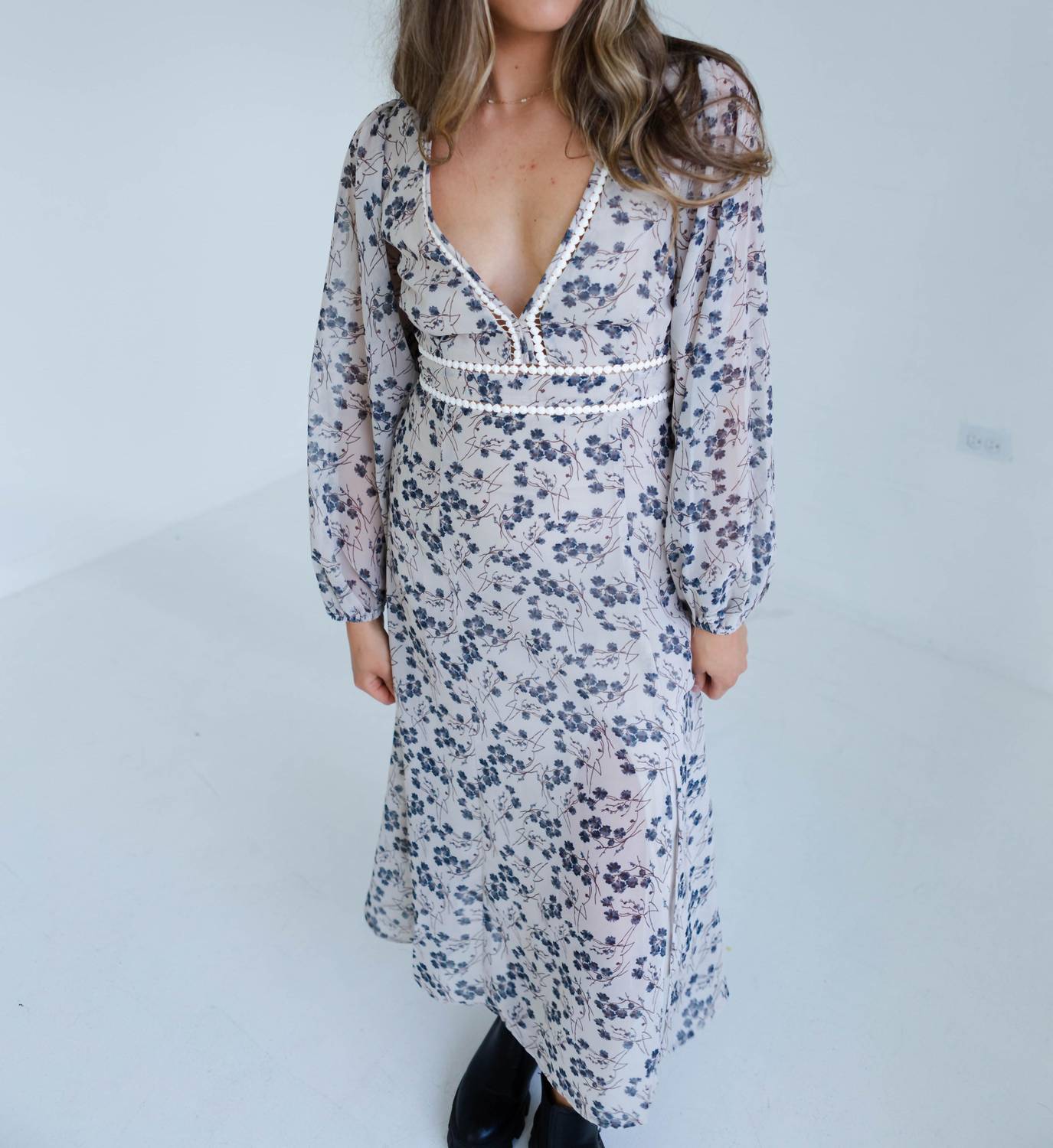 Wildflower - Women's Long Sleeve Midi Dress