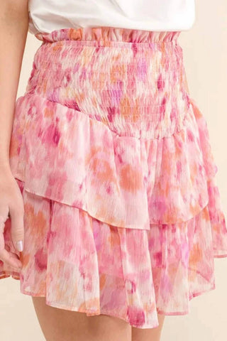 E o porquê - Saia-calça curta estampada em lurex