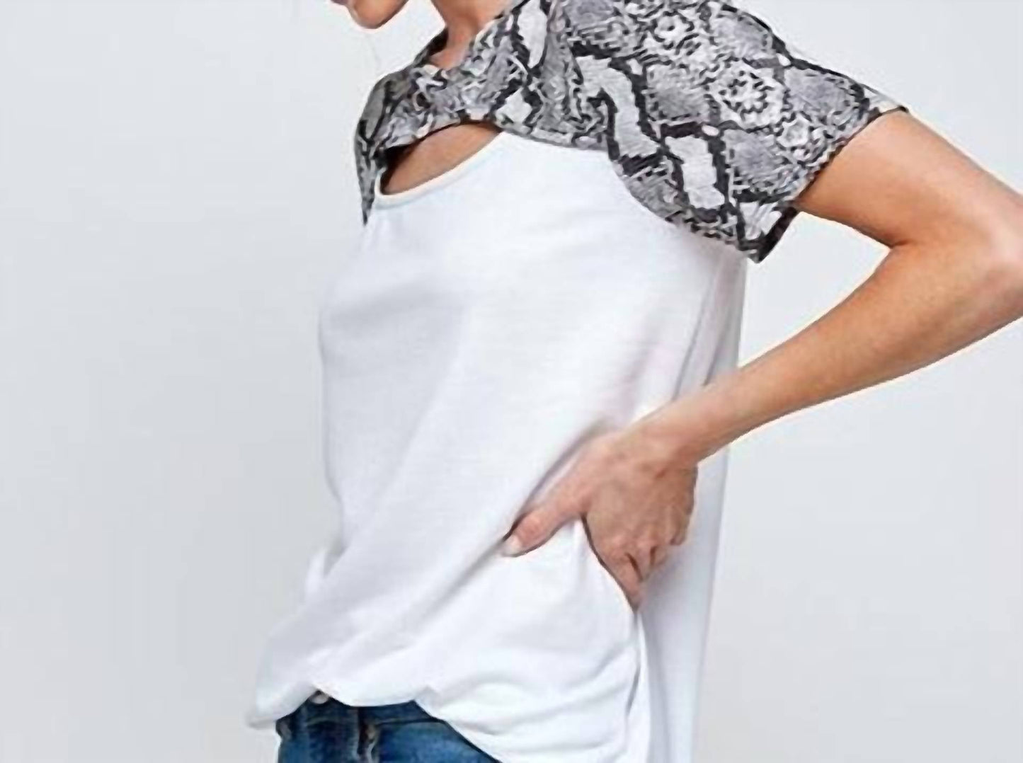 Wholesale Fashion Square - Plus Size Cutout Neck Tee