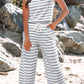 Aapparella - Casual Style Striped Short Sleeve Two-Piece Set