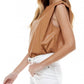 Tcec - Tammy Pleather Sleeveless Power Shoulder Top